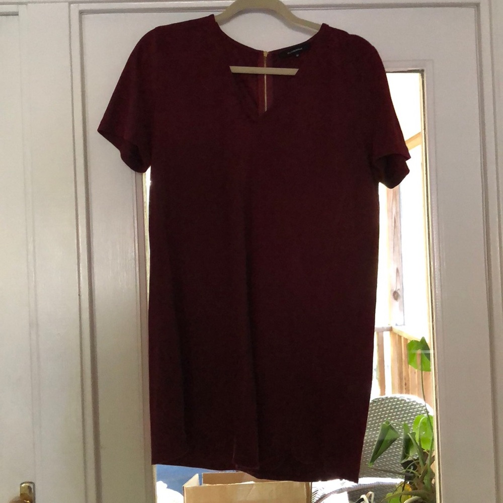 Red suede mini dress